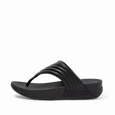 Fitflop Walkstar Leather Toe-Post - Sandalen Damen - Schwarz (AUN968421)